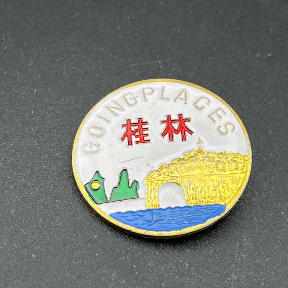 Vintage Guilin China Going Places Souvenir Lapel Hat Pin
